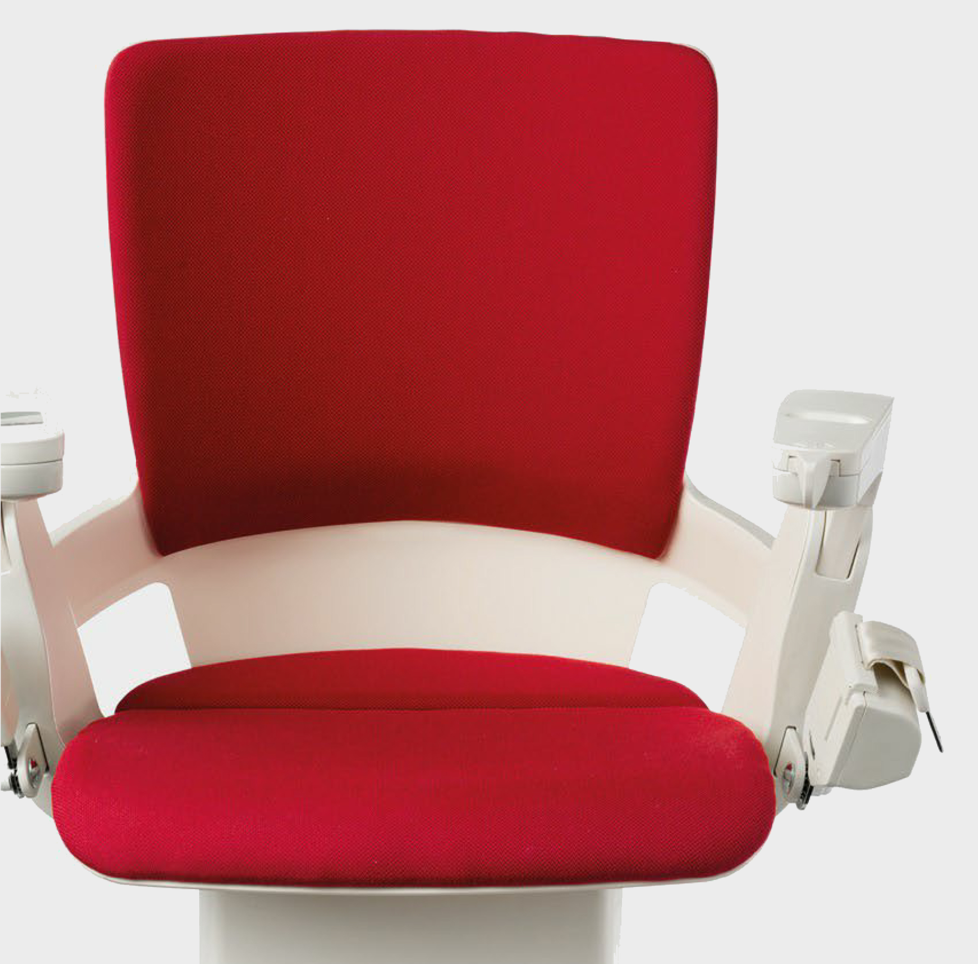 Padded supportive stairlift seat from the front